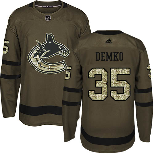 Adidas Canucks #35 Thatcher Demko Green Salute to Service Stitched Youth NHL Jersey
